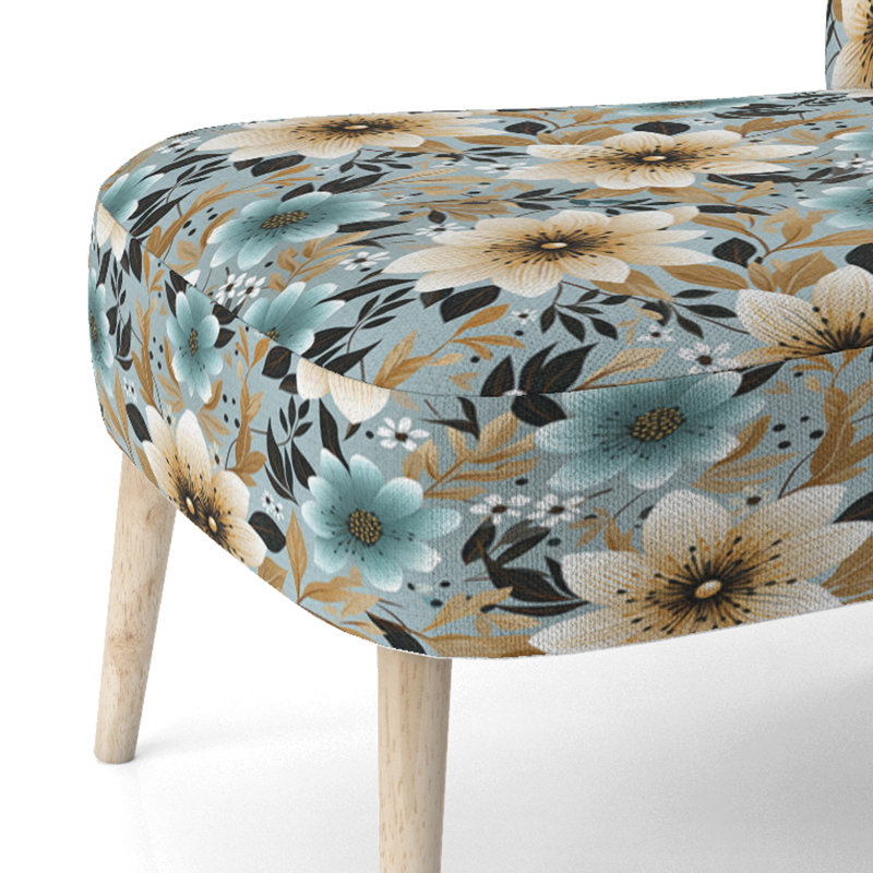 Chaise d'appoint rembourrée ivoire et turquoise