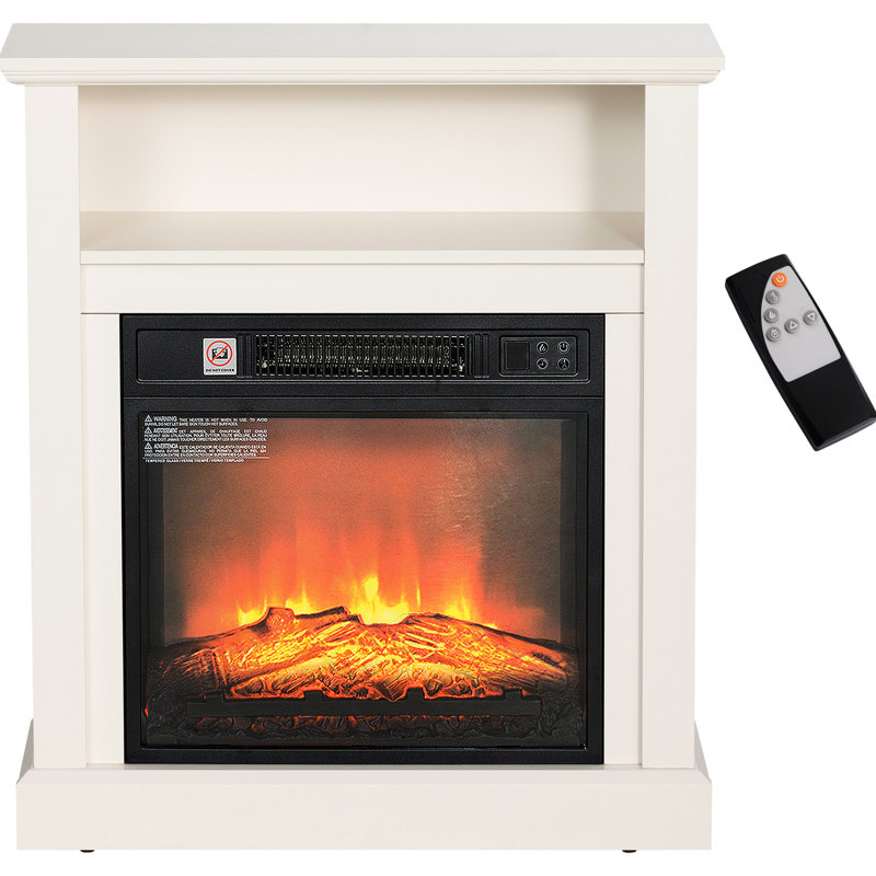 Foyer électrique 27 po - Chaufferette 1400 W avec effet de flamme, température réglable blanche 62 82, télécommande, minuterie, fonctionnement silencieux, chauffage, flamme 3D réaliste, intensité, température 82, semblable à un ventilateur