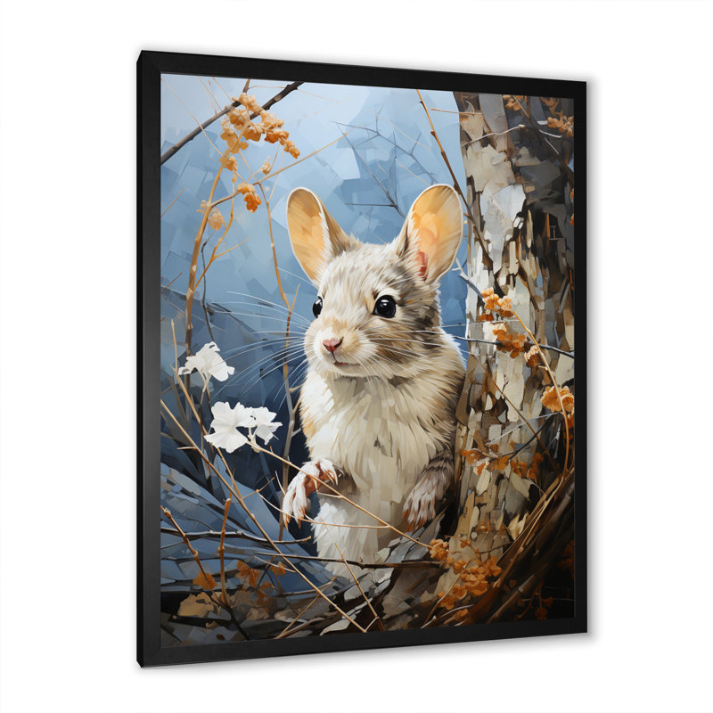 «Rodent Silent Observer Pastoral», reproduction d'art sur toile, H 20 po x l 12 po x P 1 po, Cadre photo noir