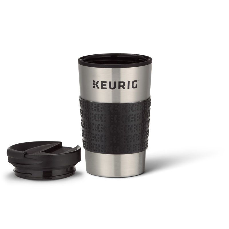 12 oz Stainless Steel Insulated Travel Mug with Black Grip