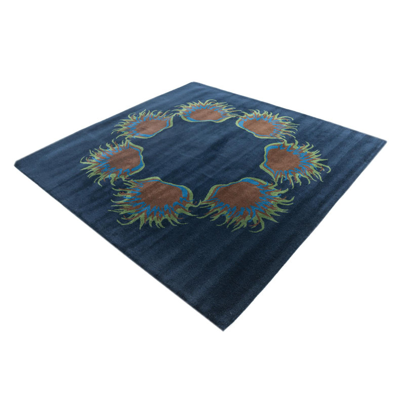 Tapis carré bleu marine Mullan