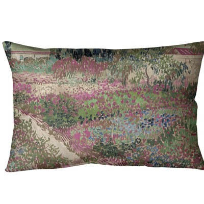 Bluhender Garten Mit Pfad Lumbar Pillow