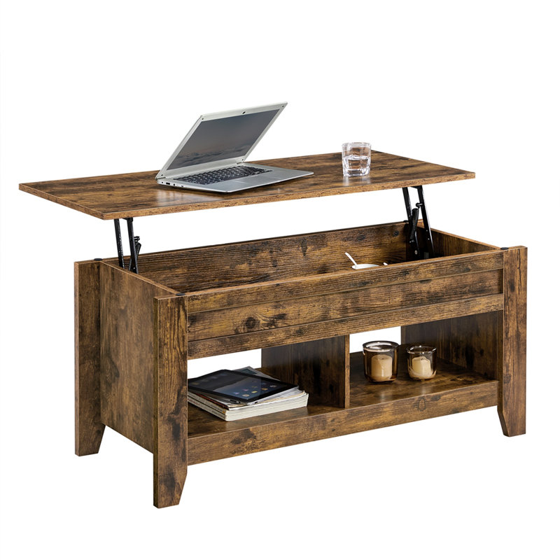 Table basse à plateau relevable Aspa, H 19 po x L 39,5 po x l 18 po, Noir