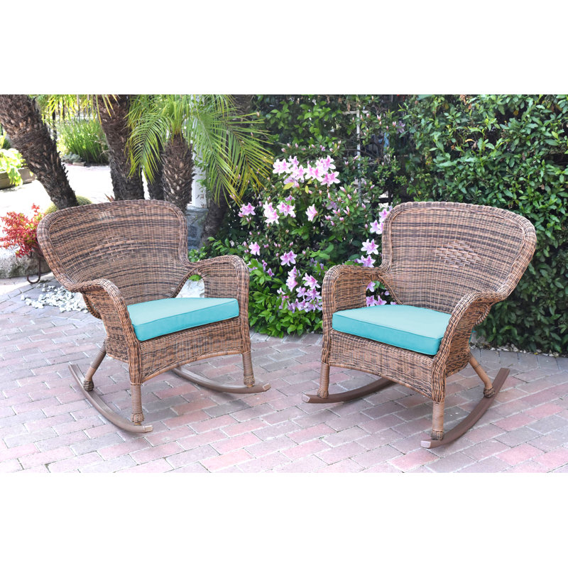 Chaise berçante Batchelder, Miel, Bleu ciel
