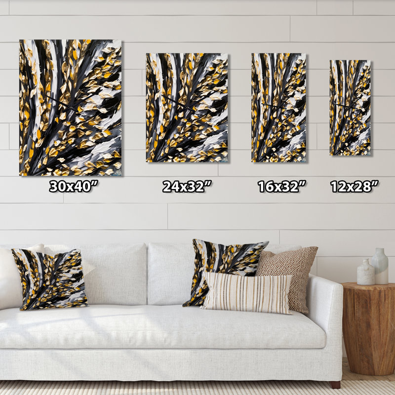 Golden Wave Reflections VII - Horloge murale abstraite, H 28 po x l 12 po x P 1 po