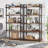 63" Tall  5-Tier Rustic Brown Industrial Metal Bookshelf Unit For Living Room, Office & Kitchen