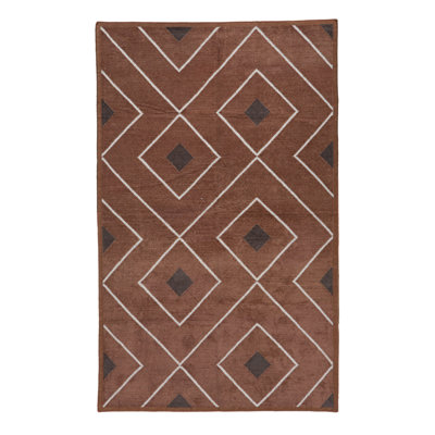 Brown & White Geometric Rug - 3'6" x 5'6"