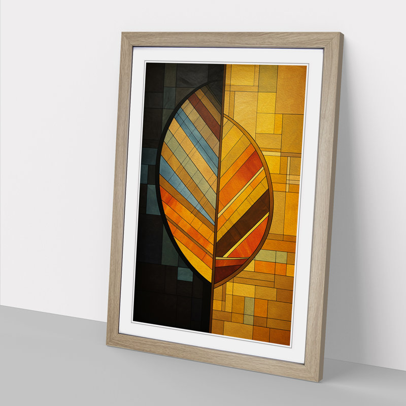 Leaf Constructivism No.3 - Single Picture Frame Print on Wood, Oak Framed, 46cm H x 34cm W