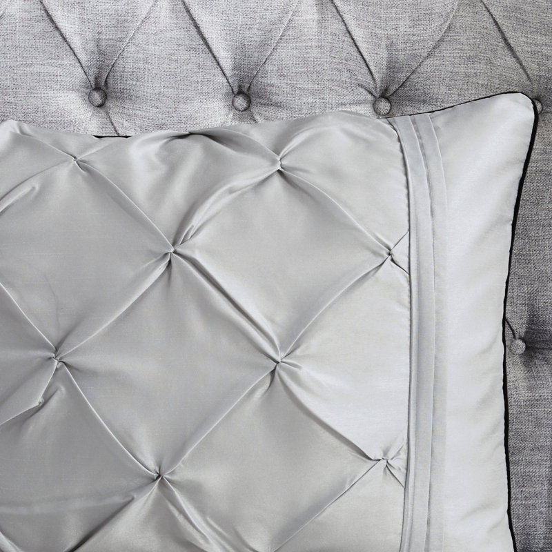 Édredon pour très grand lit 7 pièces, gris avec capitonnage attrayant Literie pour très grand lit, inclus, Gris