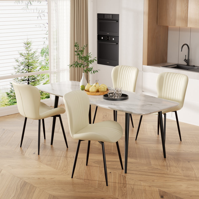 Chaise d'appoint rembourrée Modern (ensemble de 4), 4, Beige