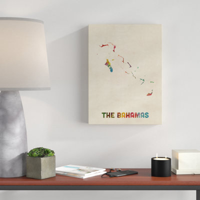 'The Bahamas Watercolor Map' Graphic Art on Wrapped Canvas