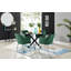 Bernell Modern Chrome Metal & Glass Round Dining Table Set with 4 Luxury Button Velvet Chairs-90564302-73583187