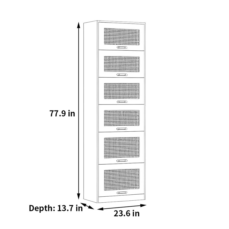 Rabehi, Blanc, (6 tablettes) H 77,9 po x l 23,6 po x P 13,7 po