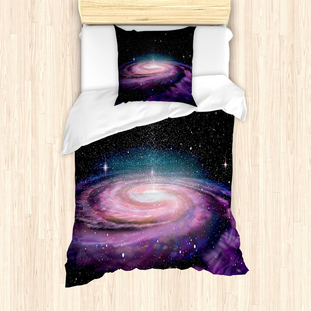 Bettbezug Set, Galaxy im Weltraum, Galaxis, Mauve Schwarz