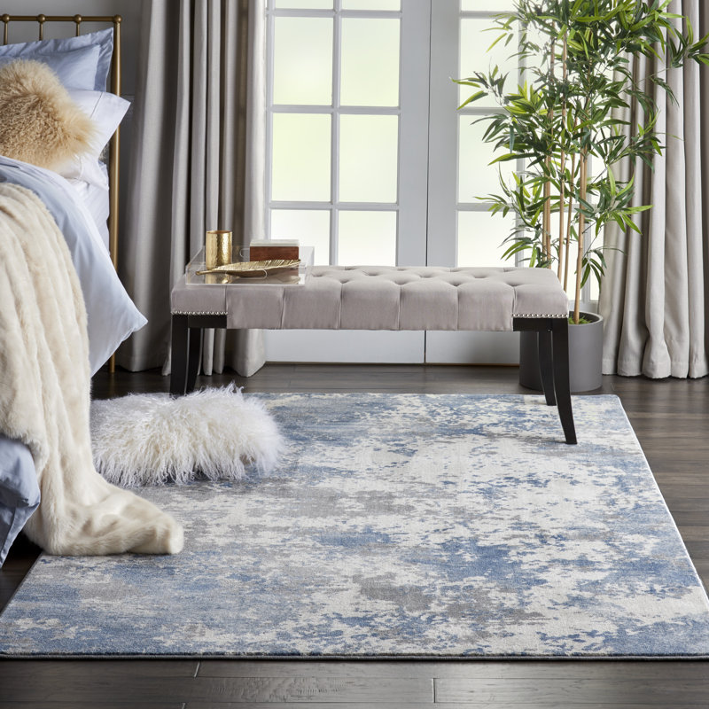 Tapis abstrait gris tissé à la machine, Rectangle 3 pi 11 po x 5 pi 11 po