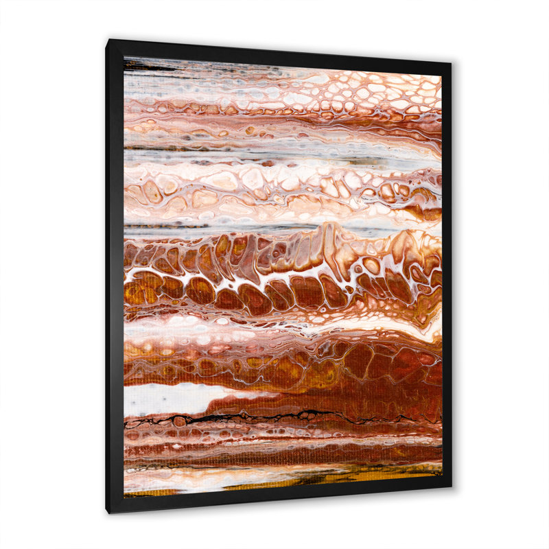 Art de formes organiques en marbre brun et noir - œuvre d'art moderne sur toile, H 20 po x l 12 po x P 1 po
