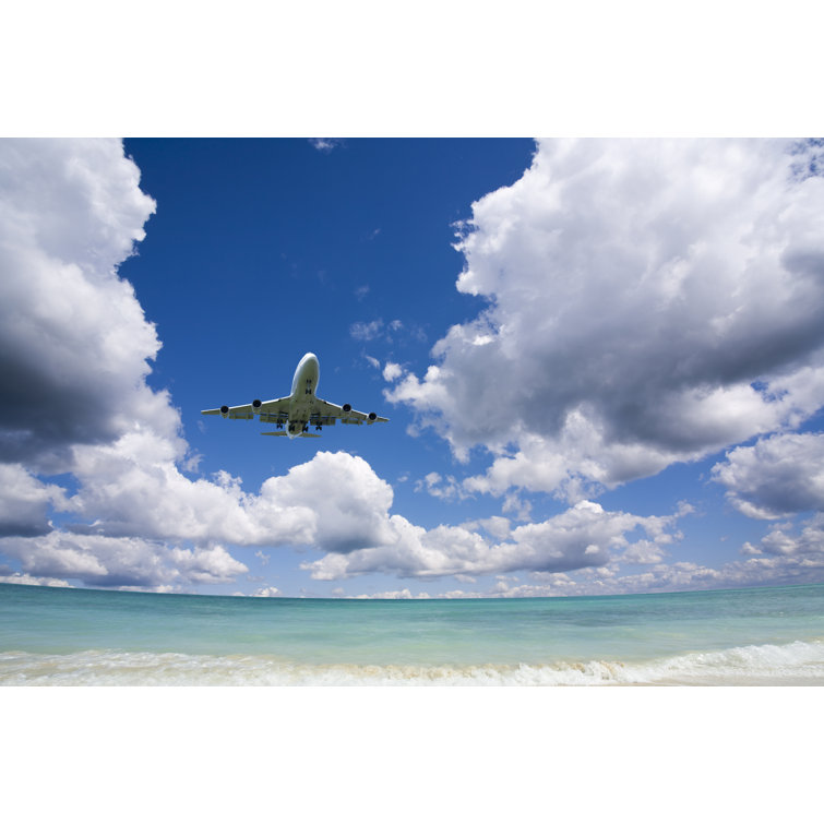 Highland Dunes Sky With Airplane On Canvas by Plusphoto Print | Wayfair