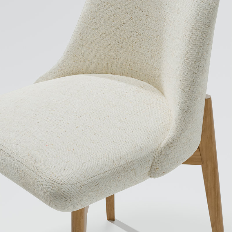 Wood Dining Chairs Modern Fabric Upholstered Kitchen Side Chairs, Natural, Beige