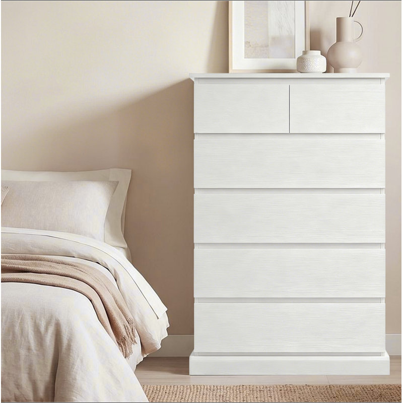 Commode 6 tiroirs pour chambre à coucher, commode haute pour chambre à coucher, commode moderne avec poignées dissimulées, armoire de rangement verticale en bois pour chambre à coucher, salon, entrée