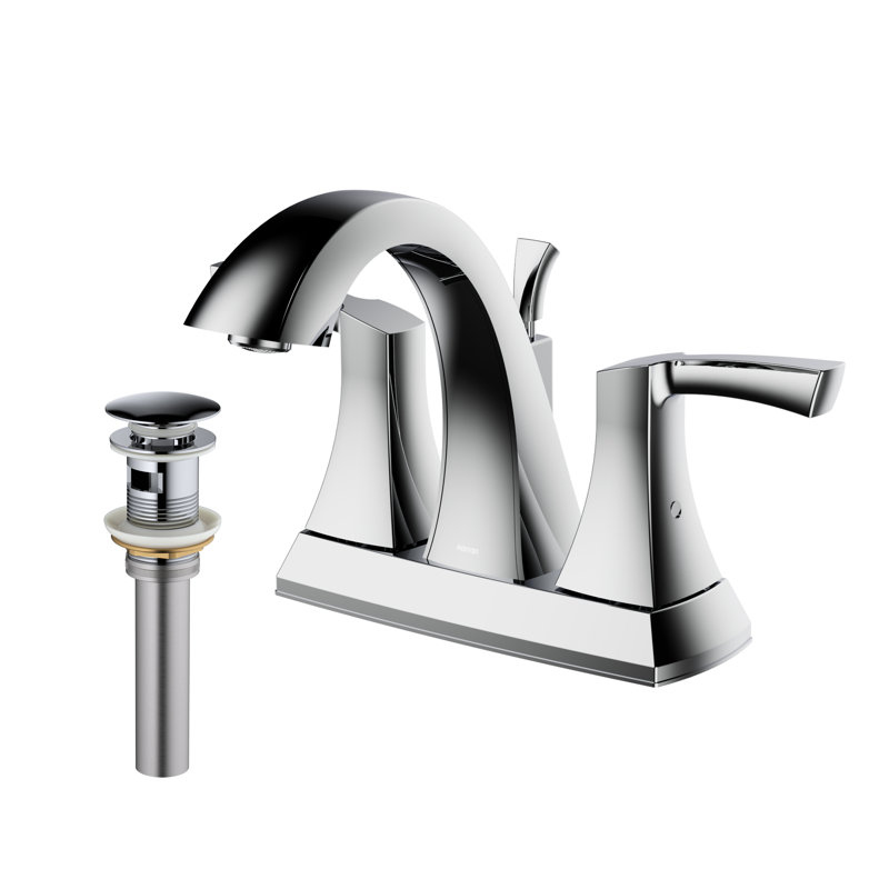 Centerset 2-handle Bathroom Faucet with Drain Assembly, Chrome