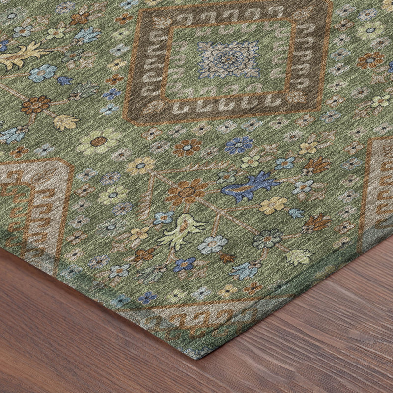 Machine Washable Indoor/Outdoor Chantille ACN2459 Casual Rug, Olive, 9' x 12'