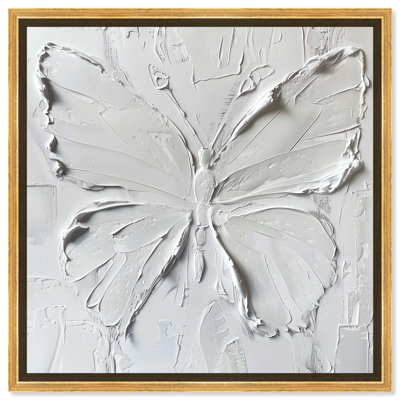 White Butterfly Canvas Elegant White Gold Wall Art by Art Remedy