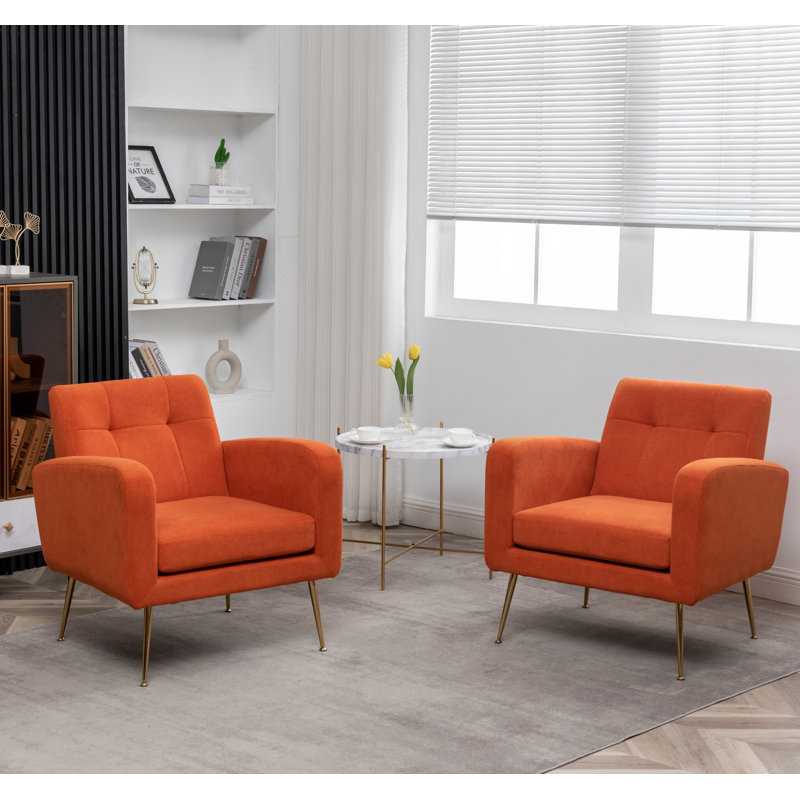 Alixon 29'' Wide Tufted Armchair, Orange 100 % Polyester