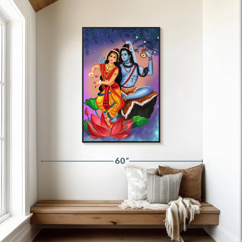 Shiv Parvati, Cadre flottant noir, 29 po x 43 po