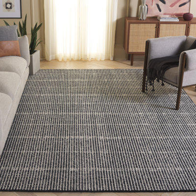Tapis rayé en laine / coton touffeté à la main Moustapha