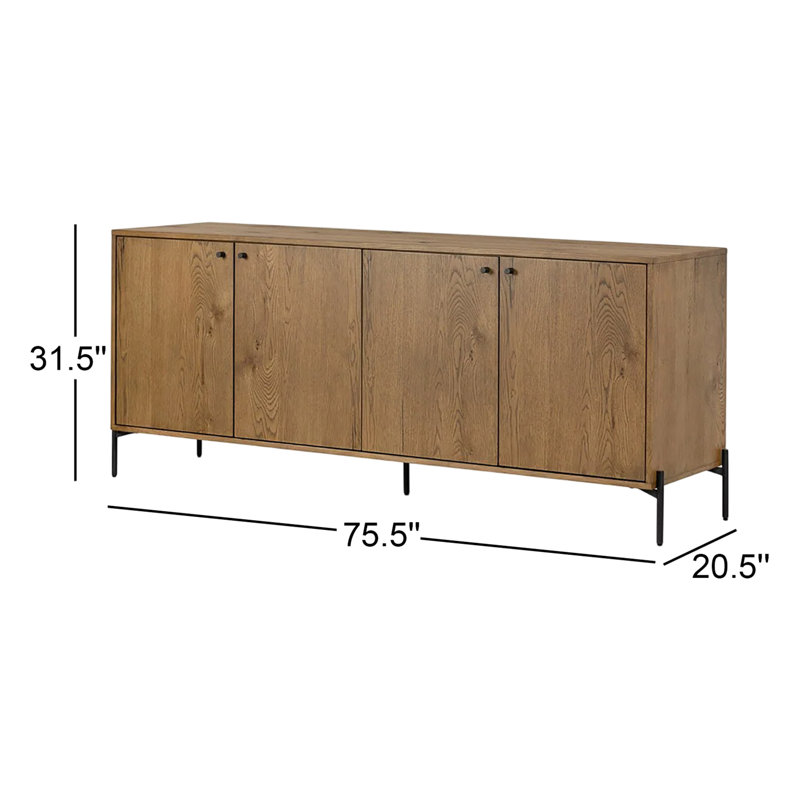 Eaton 75.5'' W Solid Wood Sideboard
