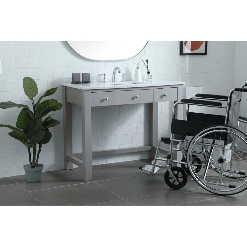 Hudson 42'' Single Bathroom Vanity with Engineered Marble Top, Gray