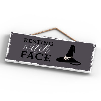 Resting Witch Face Wooden Plaque