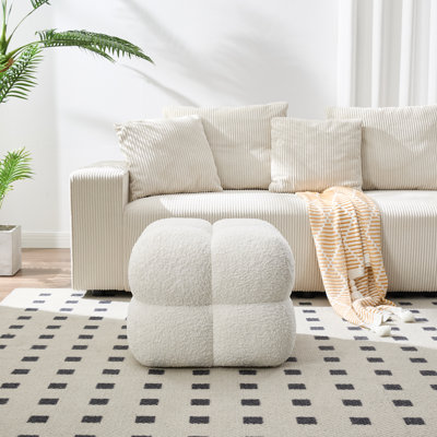 Robertas 53cm Wide Modern Upholstered Tufted Square Ottoman Footstool Accent Stool for Living Room Bedroom