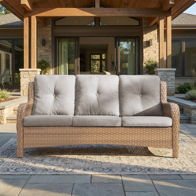 Carolina 75'' Wide Straight Wicker Patio Sofa with Cushions