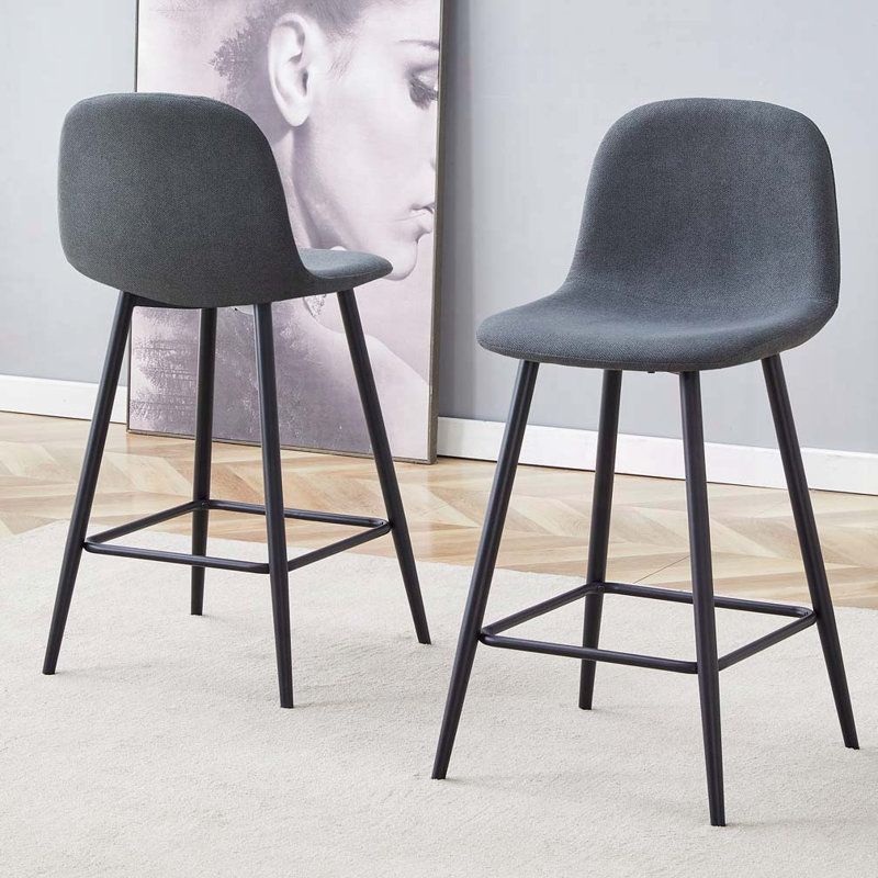 Ensemble de tabourets de bar rembourrés en tissu, Dark Grey