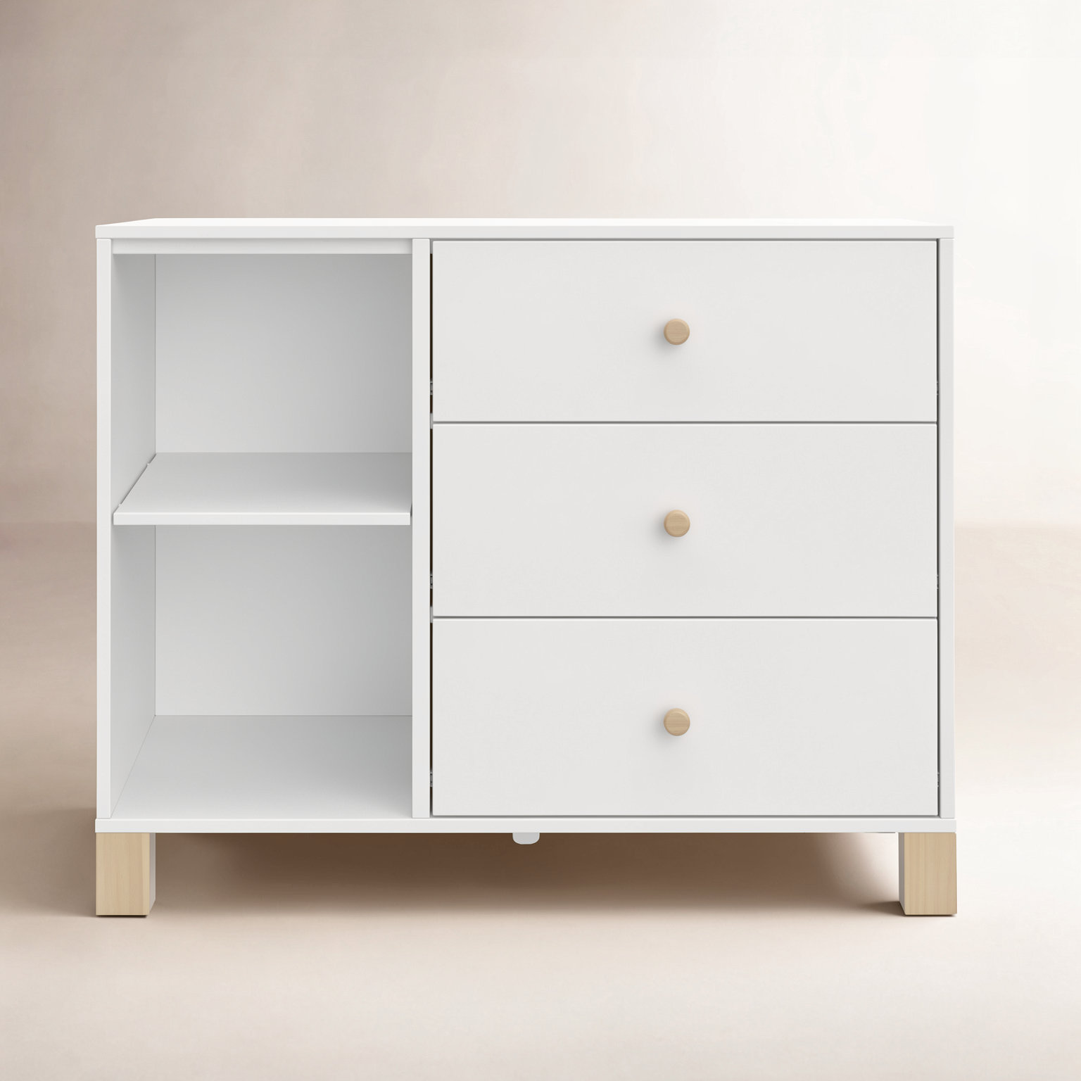 California 3-Drawer Combo Dresser, White