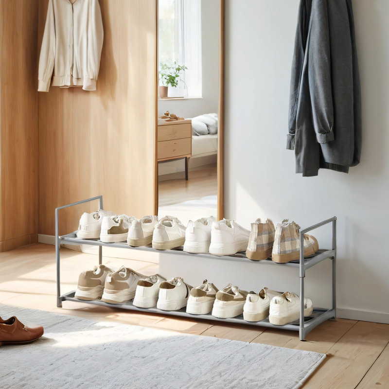 2-Tier 12-15 Pairs Stackable Shoe Rack
