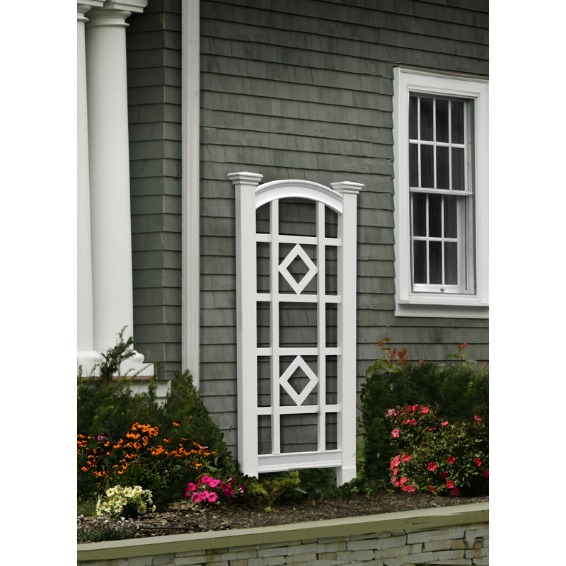 Milan White Vinyl Trellis with Diamond Lattice Design