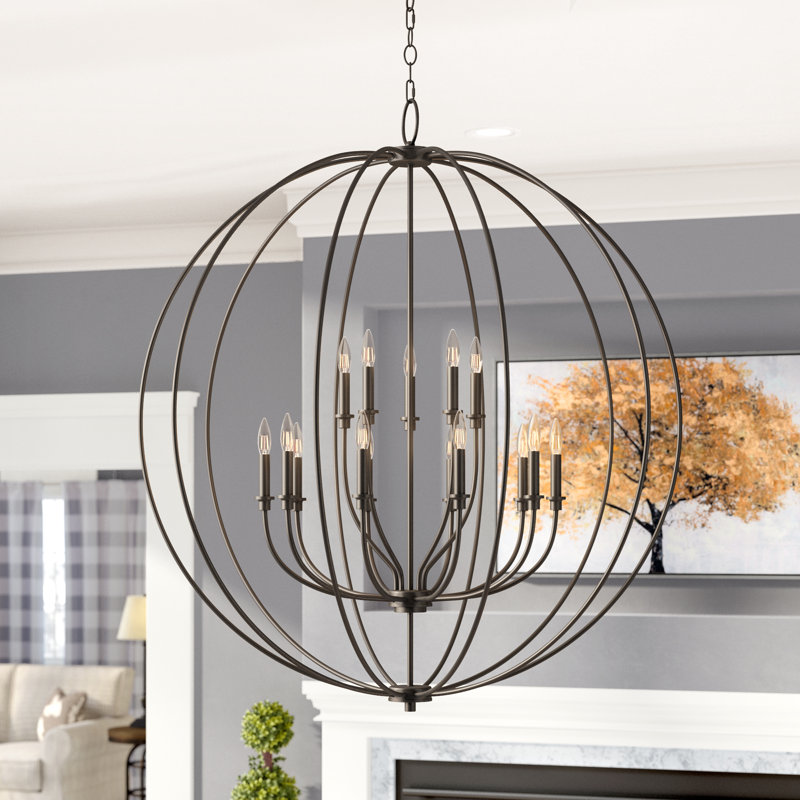 Lustre 15 lumières façon bougie Remer, Bronze