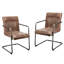 Ensemble de deux fauteuils de salle à manger en cuir brun et noir-1933111139