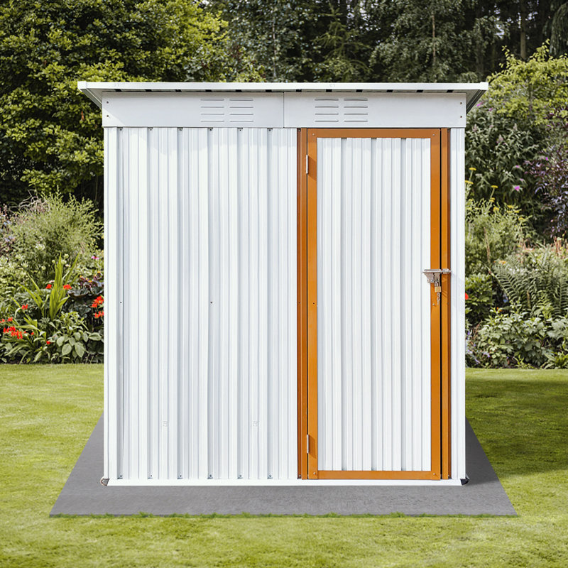 Remises de jardin en métal avec porte simple, Jaune + blanc