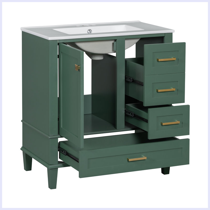 Ensemble d'armoire de salle de bain moderne avec évier, Vert