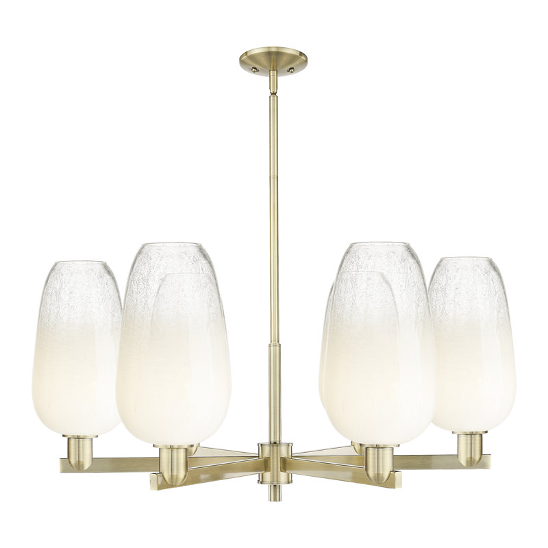 Lustre suspendu 6 lumières Gateshead, Laiton antique, Opale
