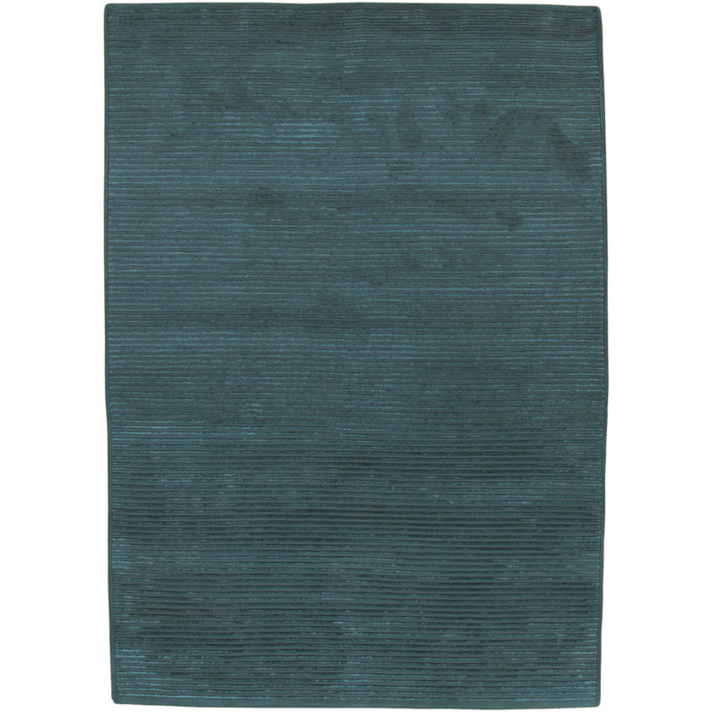 Tapis vert sarcelle noué à la main Alderman, Rectangle 5 pi x 8 pi