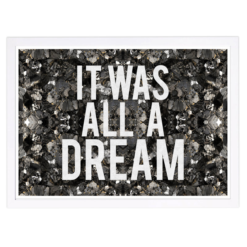 « all a rêve paillettes », art textuel encadré, H 19 po x l 13 po x P 0,75 po, Cadre blanc