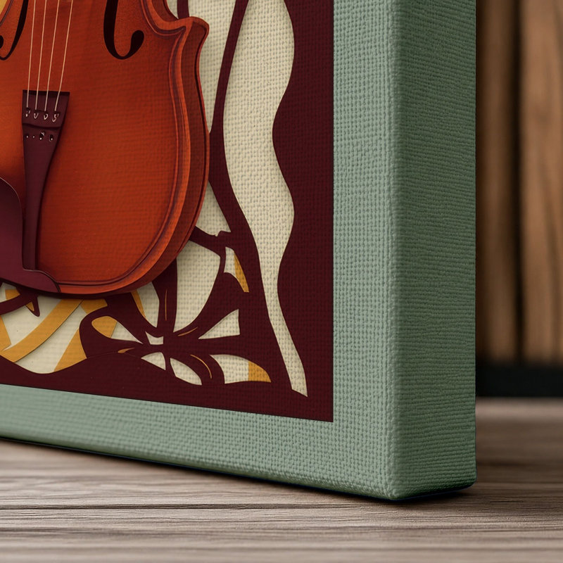 Violin and Music Art Deco - Wrapped Canvas, 18x12 - 45.7 x 30.5 cm, Sage Border