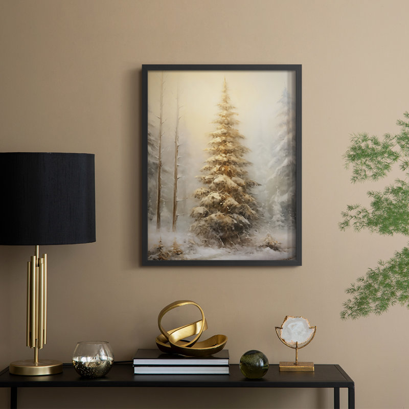 «Christmas Holiday Art», reproduction encadrée en bois massif, Noir, noir, noir, noir, H 15 po x l 12 po