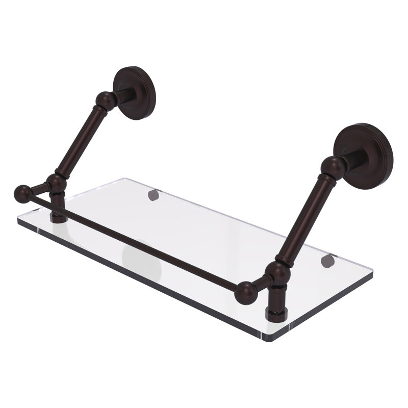 Tablette flottante avec barre de galerie Alcott, Bronze antique, H 8 po x l 18 po x P 8,6 po