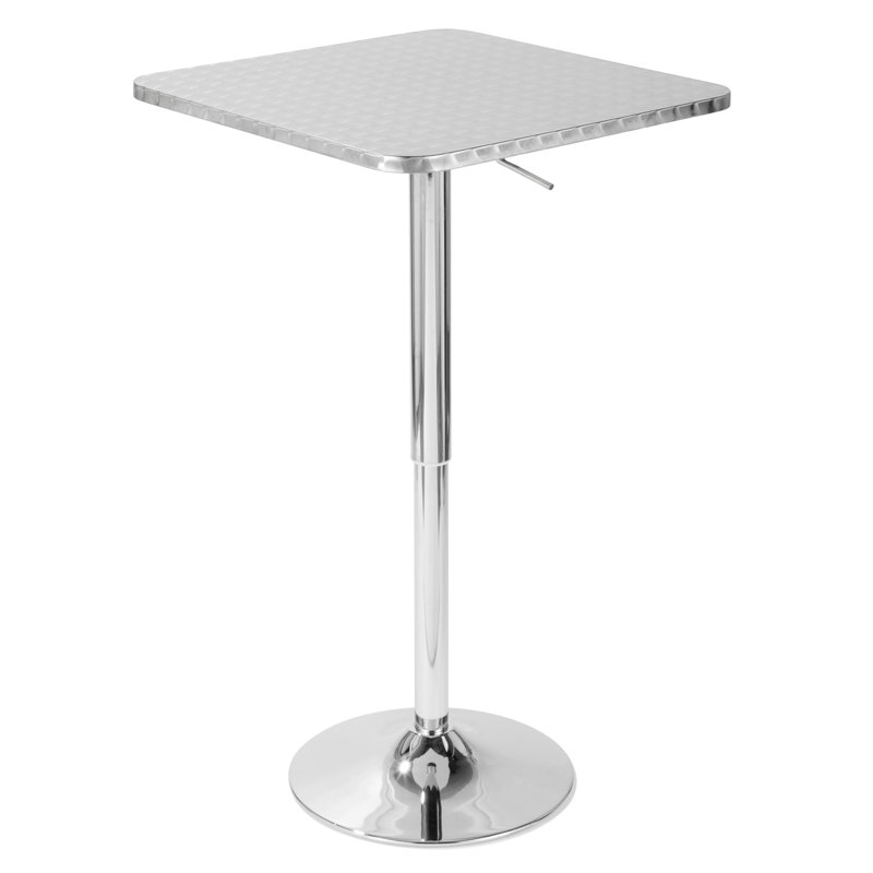 Table de bar carrée contemporaine réglable en argent
