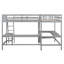 Lit mezzanine en bois simple en L avec 2 bureaux à tricoter intégrés et bureau-2069765362